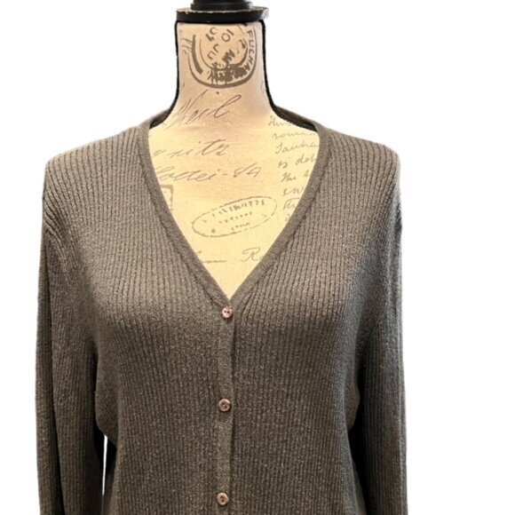 Bice Cardigan Sweater Women's Size Large Dark Grey Business Casual Fitted Button - Picture 2 of 11